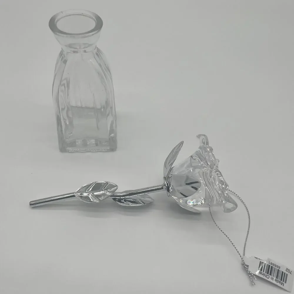 Clear Acrylic Rose NWT and Vase, Flower Decoration Ornament